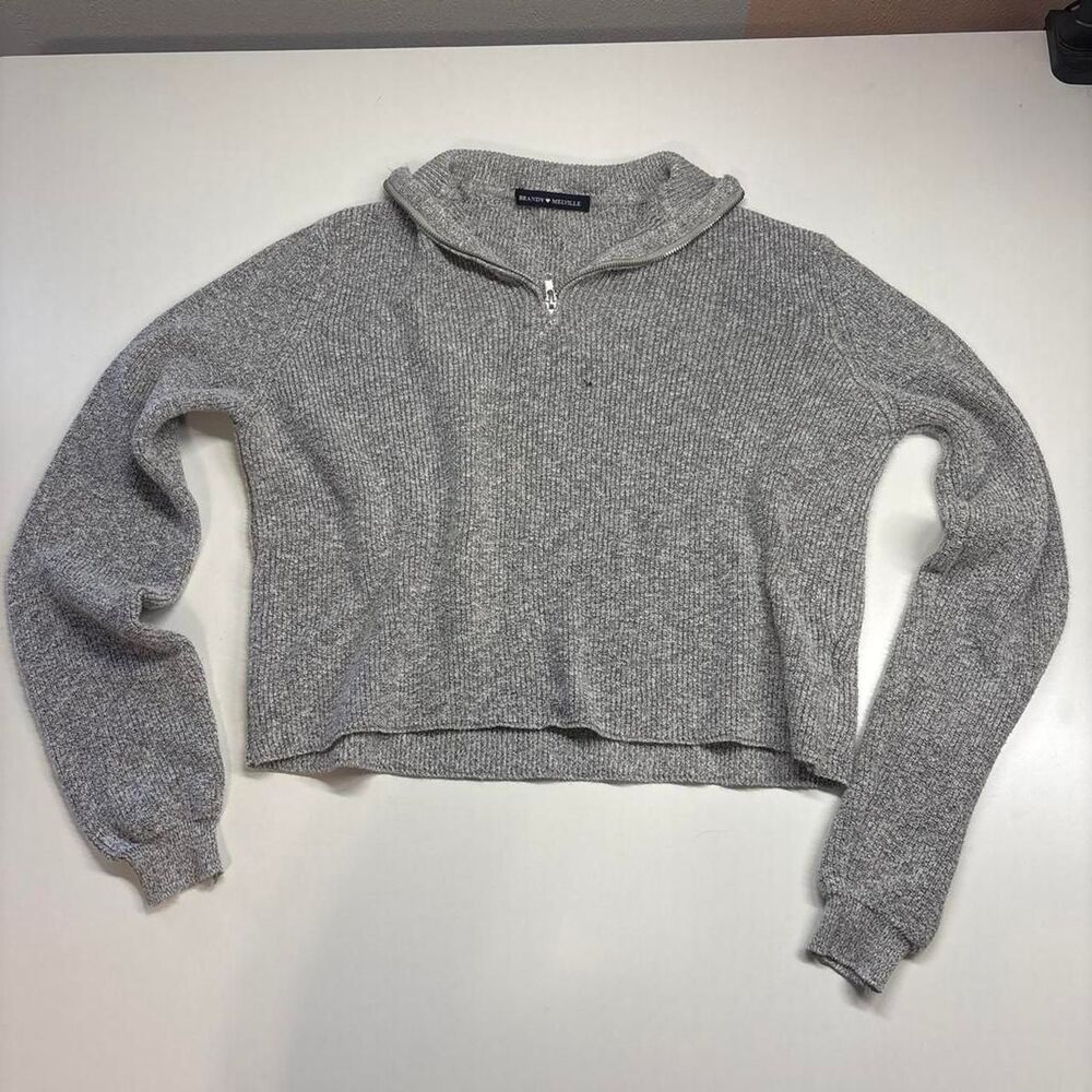 Brandy Melville Women's Grey Quarter Zip Sweatshirt